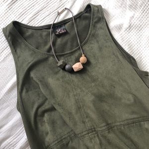 Olive Green Suede Shift Dress